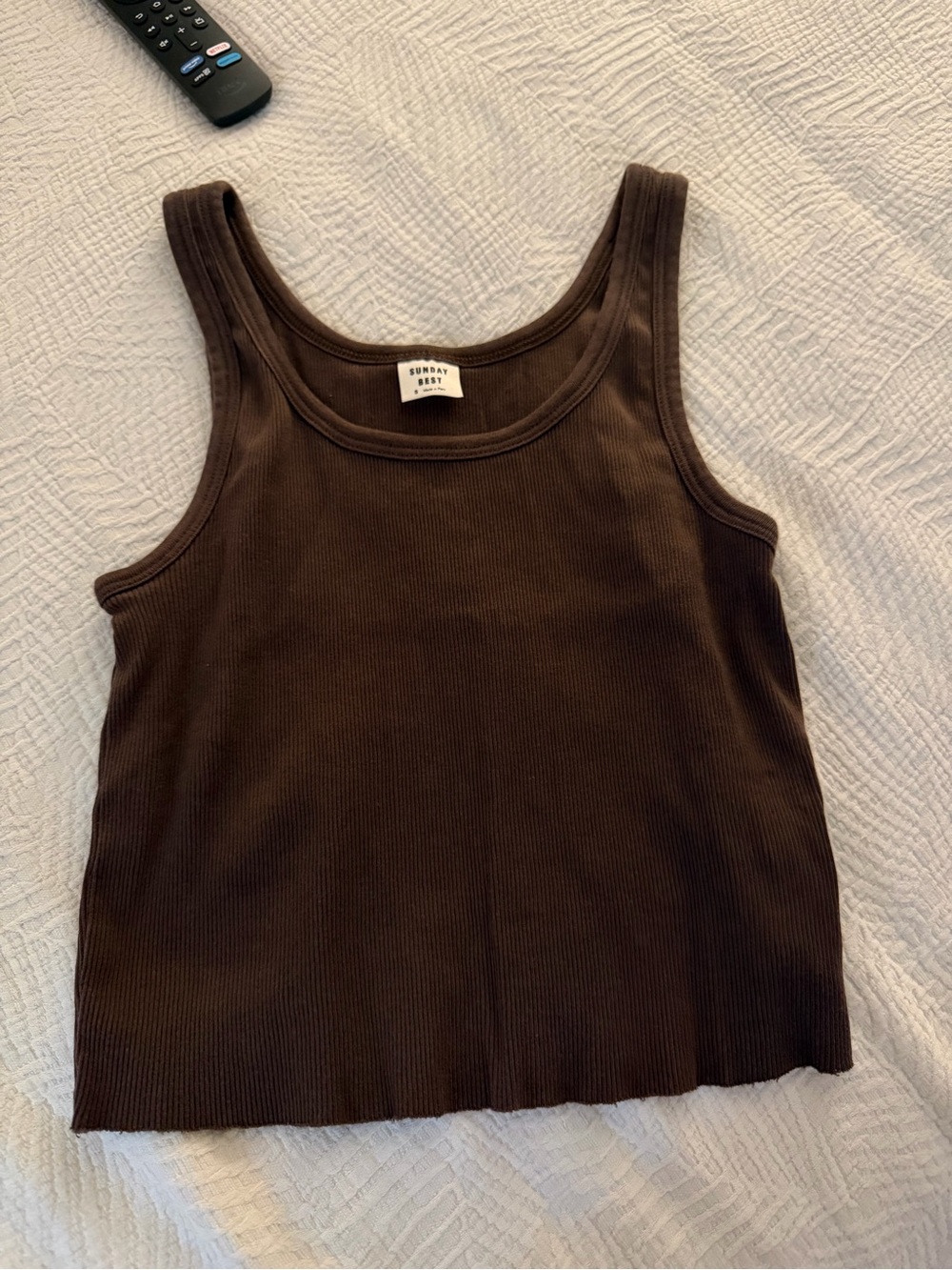 Sunday Best Dark Brown Ribbed Tank Top